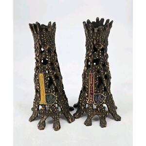 Vintage Shabbat Candle Holder Stick Brass WAINBERG Israel 1960 Collectors